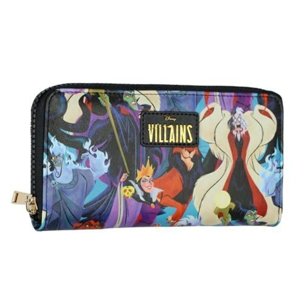 1177 Disney Villains Wallet Character Collage Design Zip Around Clutch